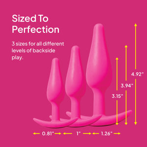 Hello Cake Tush Pops - Butt Plug Training Set - 3 Sizes for All Levels of Anal Play - Tapered Tip with Flared T-Base - Body-Safe