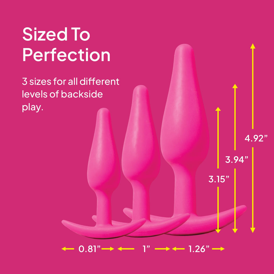 Hello Cake Tush Pops - Butt Plug Training Set - 3 Sizes for All Levels of Anal Play - Tapered Tip with Flared T-Base - Body-Safe