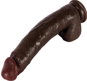 10 Inch Huge Thick Big Black Dildo - Real Skin Long BBC Anal Dildo, Strap on Dildos with Suction Cup for Anal G Spot, XL Massive