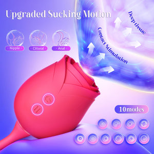 Vibrator Dildo Sex Toys for Women - MOOLIGIRL Rose Sex Toy with Thrusting G Spot Vibrators & 10 Sucking Modes for Clitoral Nippl