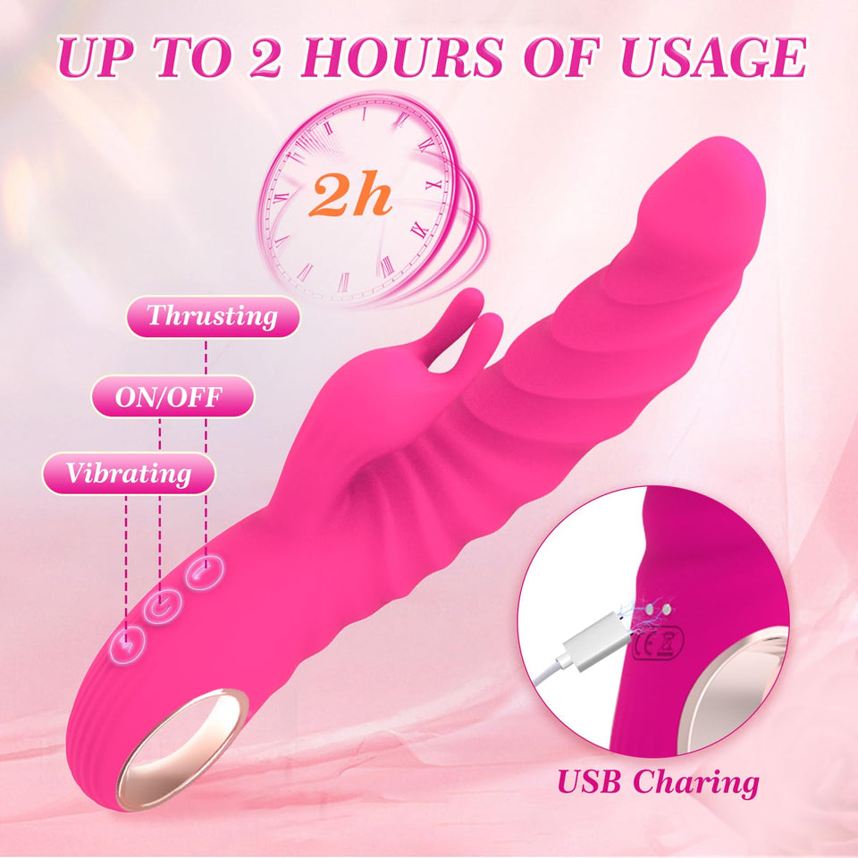Thrusting Vibrator Sex Toy Rabbit Thrusting Dildo with 3 Thrusting 10 Vibration & 3 Wiggling Sex Novelties Vibrador Sexual Vibra