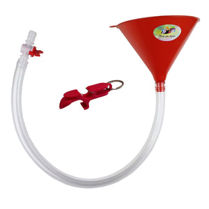 Beer Bong Funnel with Valve - Extra Long 2.5 feet (30 inch) Kink Free Tube - Shotgun Keychain Tool Bottle Opener - Premium Funne