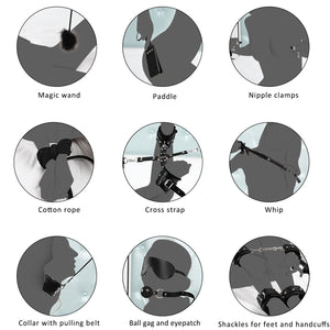 BDSM Bondage Restraints Sex Toys - Adjustable Soft Leather Handcuffs Ankle Cuffs Adult Toy, Furniture Restraint Kit for Men Wome