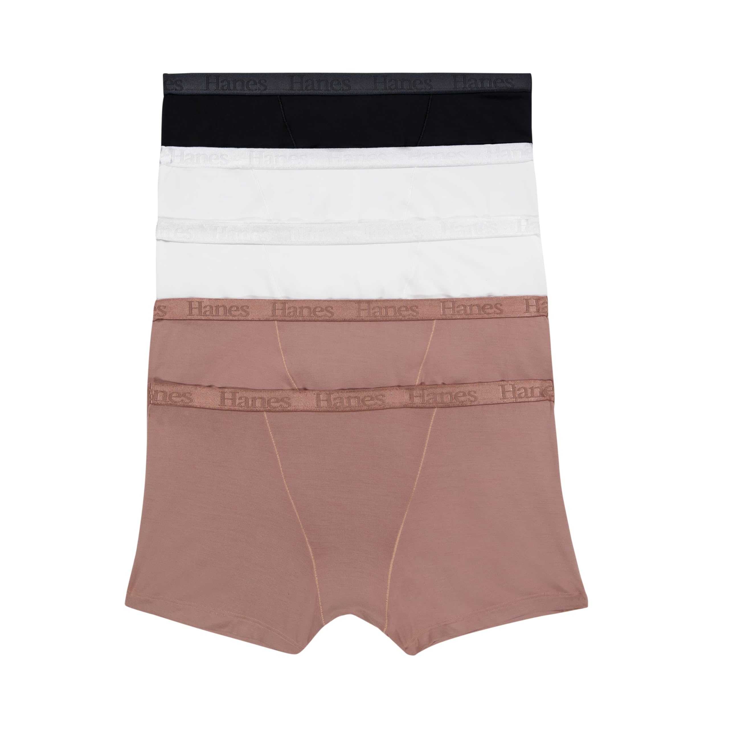Hanes Womens Originals Supersoft Boxer Briefs, 5-Pack, Viscose from Bamboo Underwear, Earthen Tan/White/Black