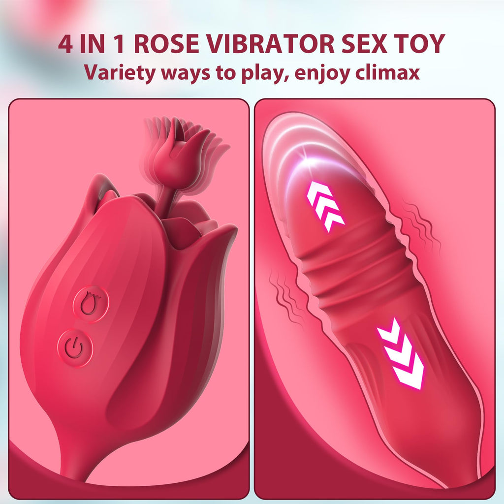Sex Rose Toys Clitoral Vibrators - MOMONII Adult Toy 3 in 1 G Spot Vibrator Dildo with 10 Thrusting Vibrating +10 High-Frequency
