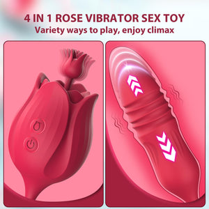 Sex Rose Toys Clitoral Vibrators - MOMONII Adult Toy 3 in 1 G Spot Vibrator Dildo with 10 Thrusting Vibrating +10 High-Frequency
