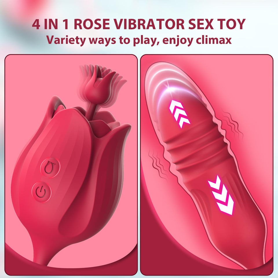 Sex Rose Toys Clitoral Vibrators - MOMONII Adult Toy 3 in 1 G Spot Vibrator Dildo with 10 Thrusting Vibrating +10 High-Frequency