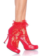 Lace Anklet W/Ruffle O/S Red O