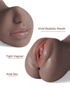 3 in 1 Pocket Pussy Male Masturbator, Adult Sex Toys with Real Mouth Tongue and Deep Throat, Sex Doll Male Blowjob Stroker with