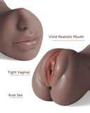 3 in 1 Pocket Pussy Male Masturbator, Adult Sex Toys with Real Mouth Tongue and Deep Throat, Sex Doll Male Blowjob Stroker with