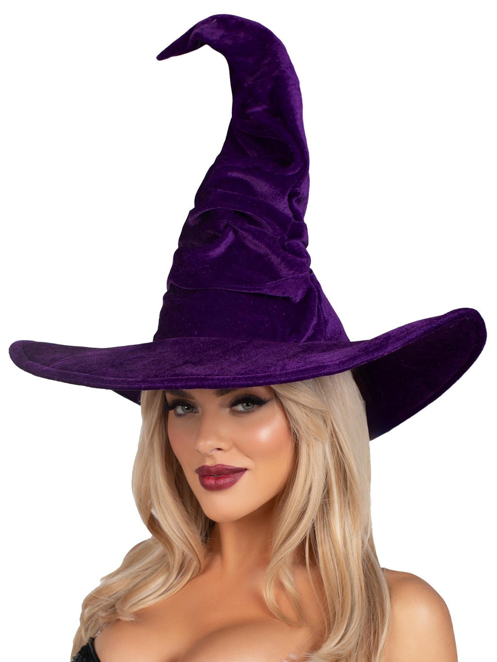 Velvet ruched witch hat.