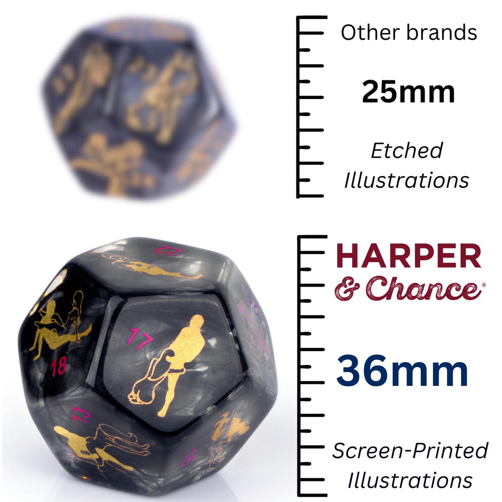 Larger Sized, Sex Dice Games for Adults Couples, Date Night Dice, 96 Foreplay Suggestions, 36 Sexual Positions, 6 Location Optio