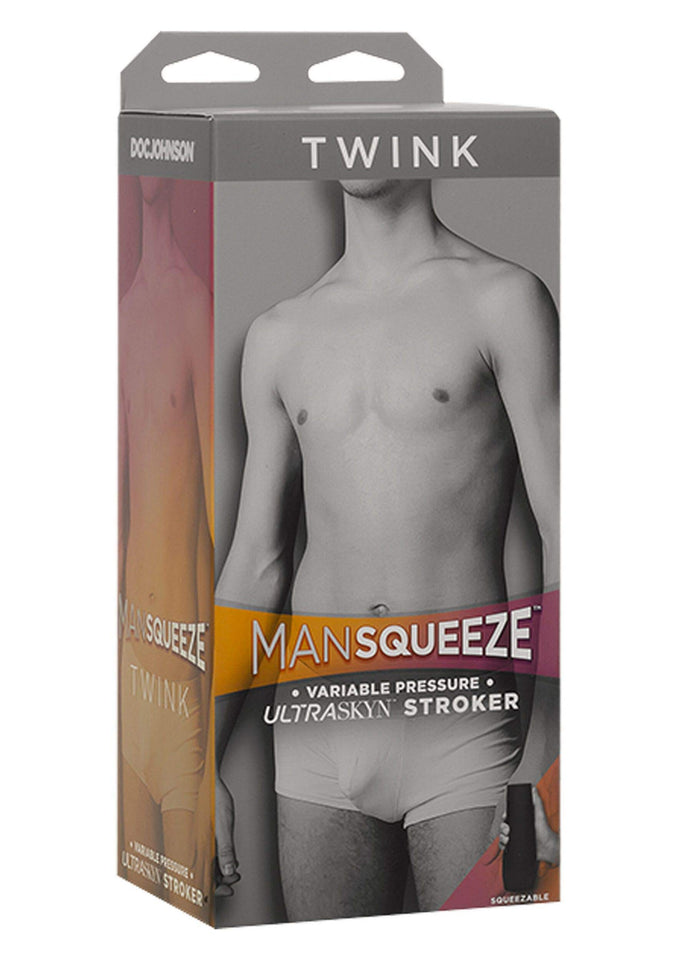 Doc Johnson Man Squeeze - Twink - Squeeze Plate For Precise Pressure - Twist End Cap To Control Suction - Discreet Premium Stroker - Male Masturbator, Ass, Vanilla