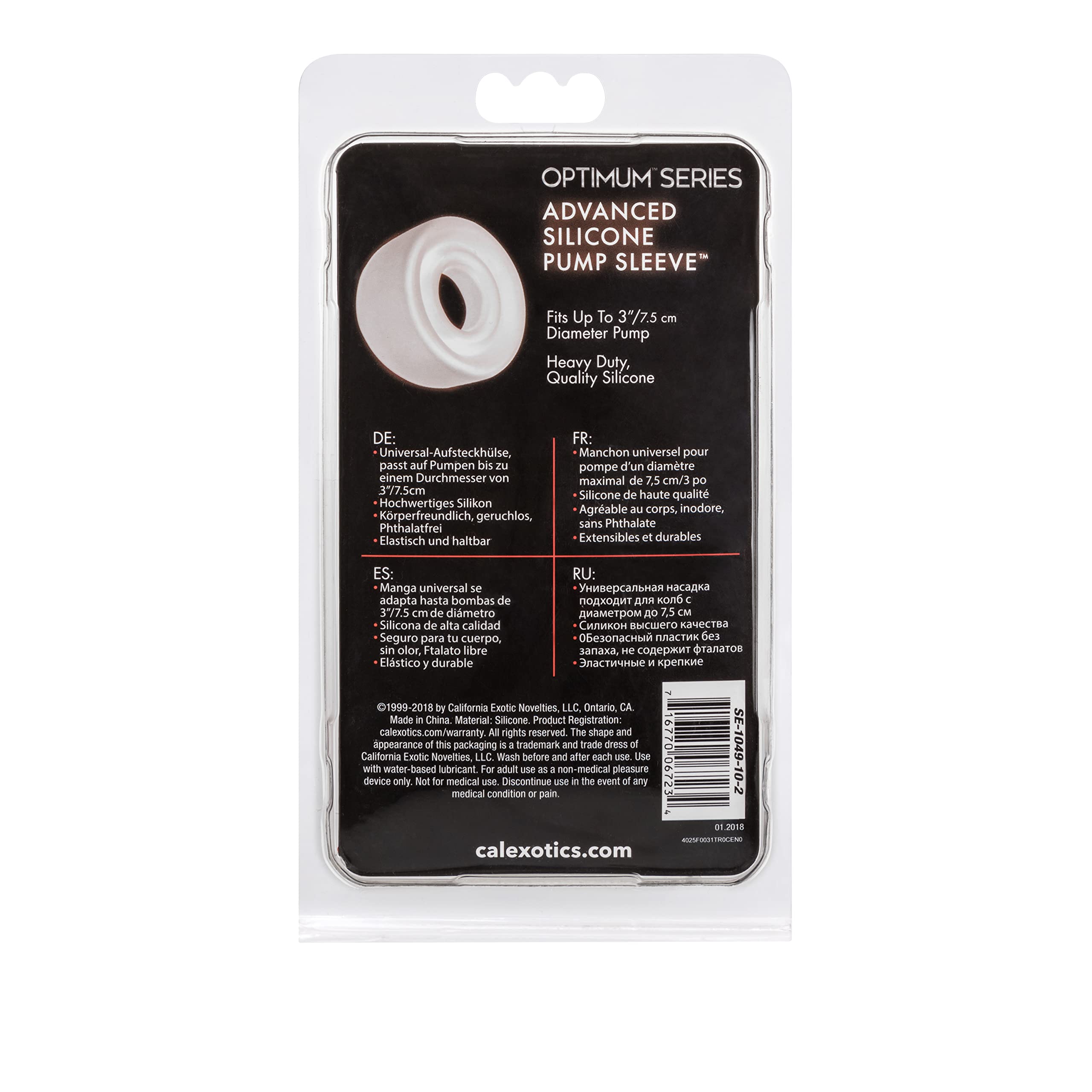 CalExotics Advanced Silicone Pump Sleeve - Male Penis Pump Comfort Ring Accessory - 3 inch - Clear