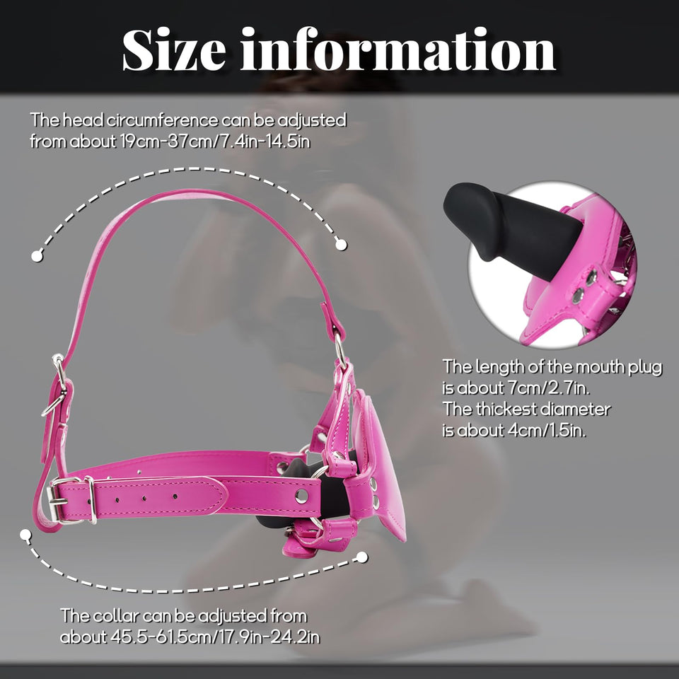 Kutocesy Mouth Gag with Silicone Dildo,Adjustable Leather Silicon SM Realistic Penis BDSM Fetish Slave Restraints Strap on Sex T