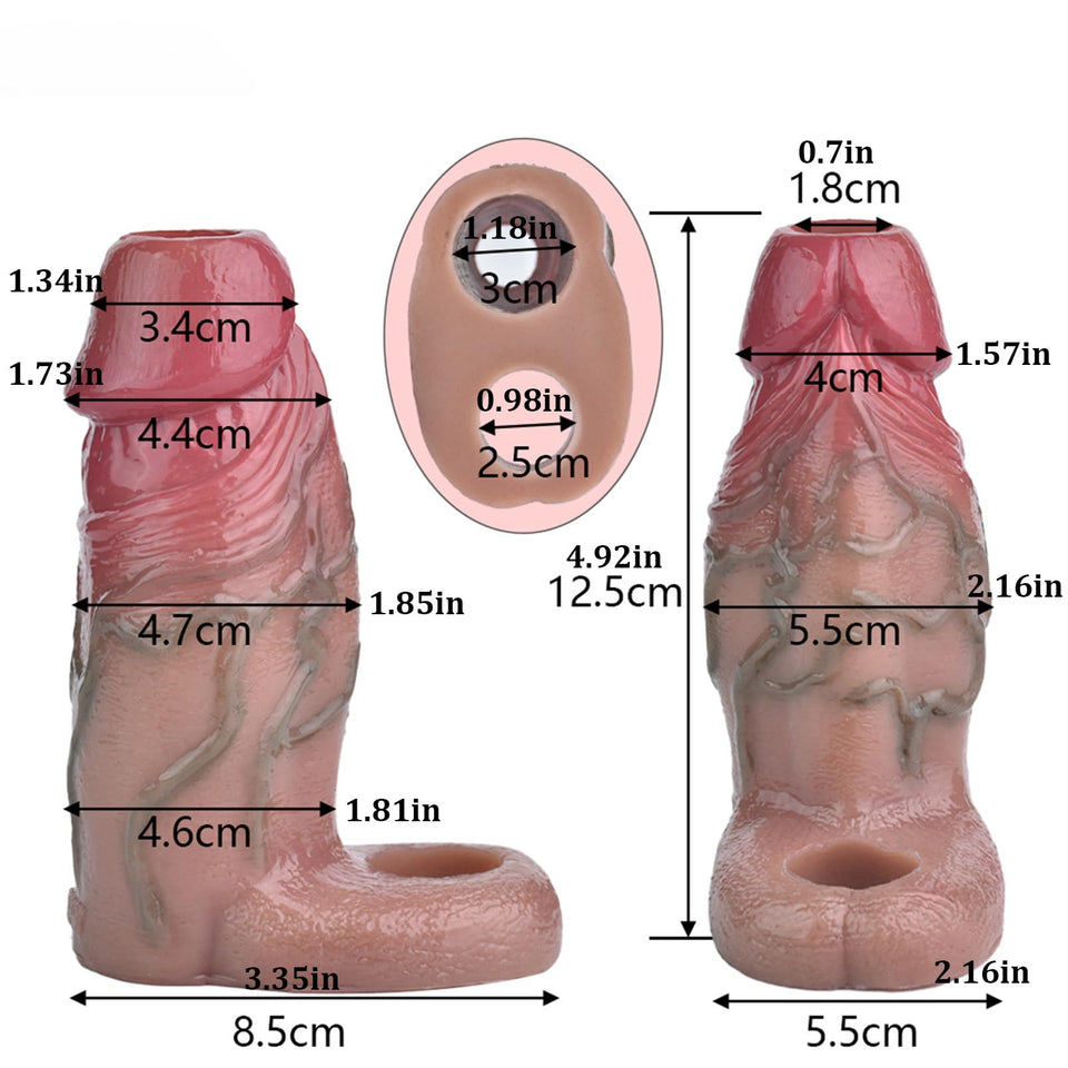SOODAY Male Dildo Sleeve Silicone Penis Sleeve with Cock Ring, Realistic Penis Enlarger Sleeve Men Penis Cover, Soft Penis Enlar