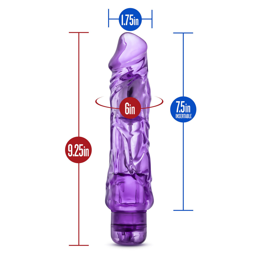 Blush Wild Ride - 9" Long Soft Large 2" Thick Realistic Vibrating Dildo - Multi Speed Powerful Vibrator - Ipx7 Waterproof - Body Safe - Adult Pleasure Sex Toy For Women Men Couples - Clear Purple