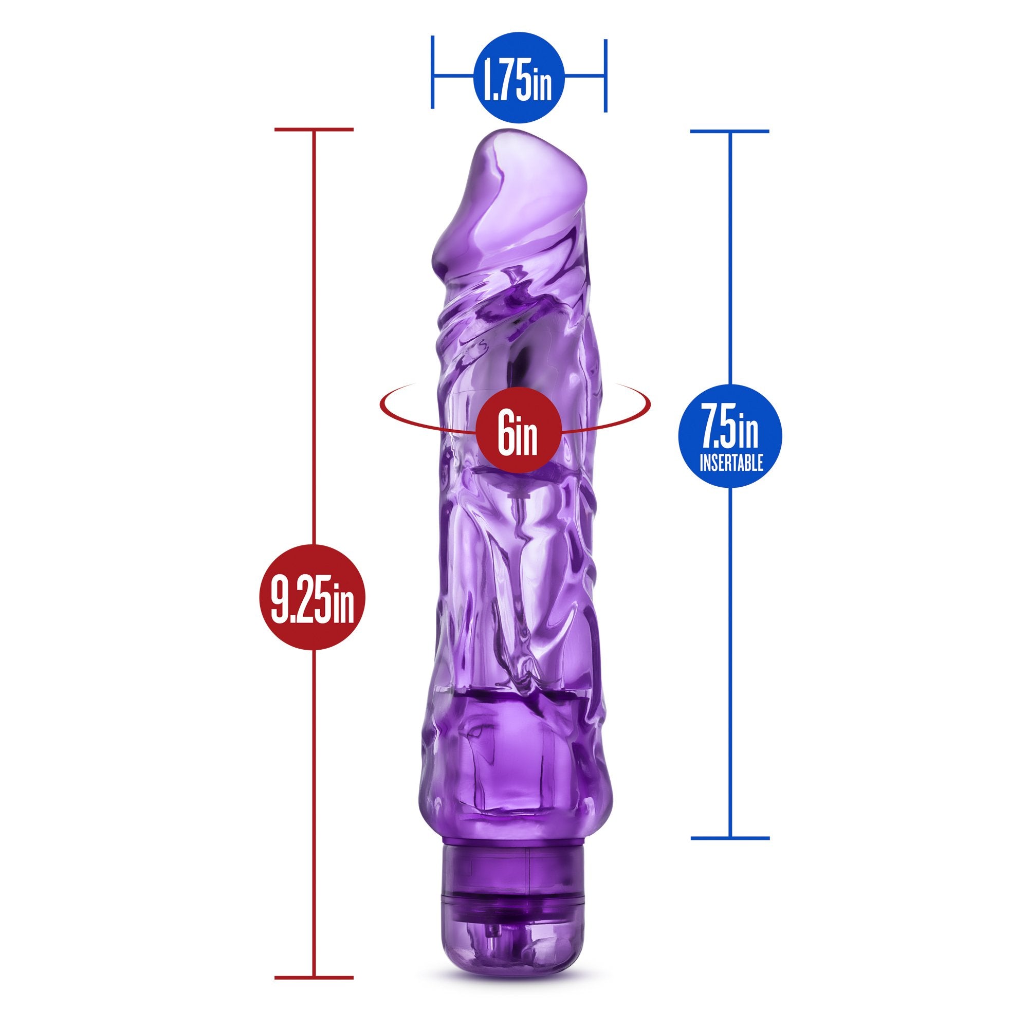 Blush Wild Ride - 9" Long Soft Large 2" Thick Realistic Vibrating Dildo - Multi Speed Powerful Vibrator - Ipx7 Waterproof - Body Safe - Adult Pleasure Sex Toy For Women Men Couples - Clear Purple