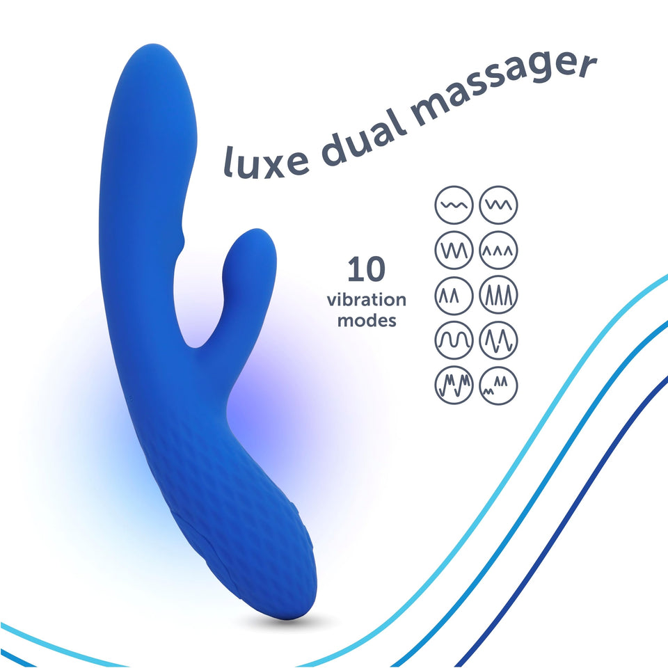 plusOne Luxe Dual Rabbit Vibrator, Internal & External Stimulation, 10 Vibration Settings, Made of Body-Safe Silicone, Waterproo