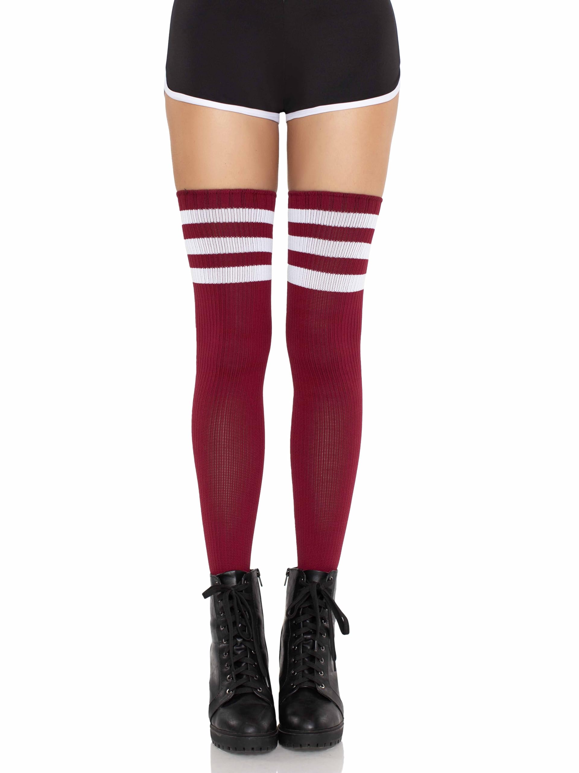 Athlete Thigh Hi W/ 3 Stripe Top O/S Burgundy