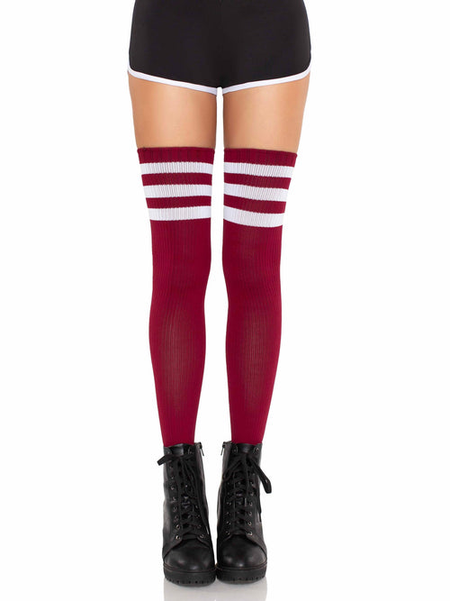 Athlete Thigh Hi W/ 3 Stripe Top O/S Burgundy
