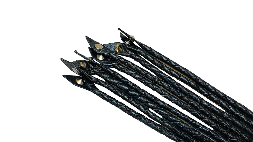 Generic Flogger Cat O Nine Braided 9 Tails Heavy Steel Studs Real Genuine Cow Hide Leather Floggers Valentine Day (Black)