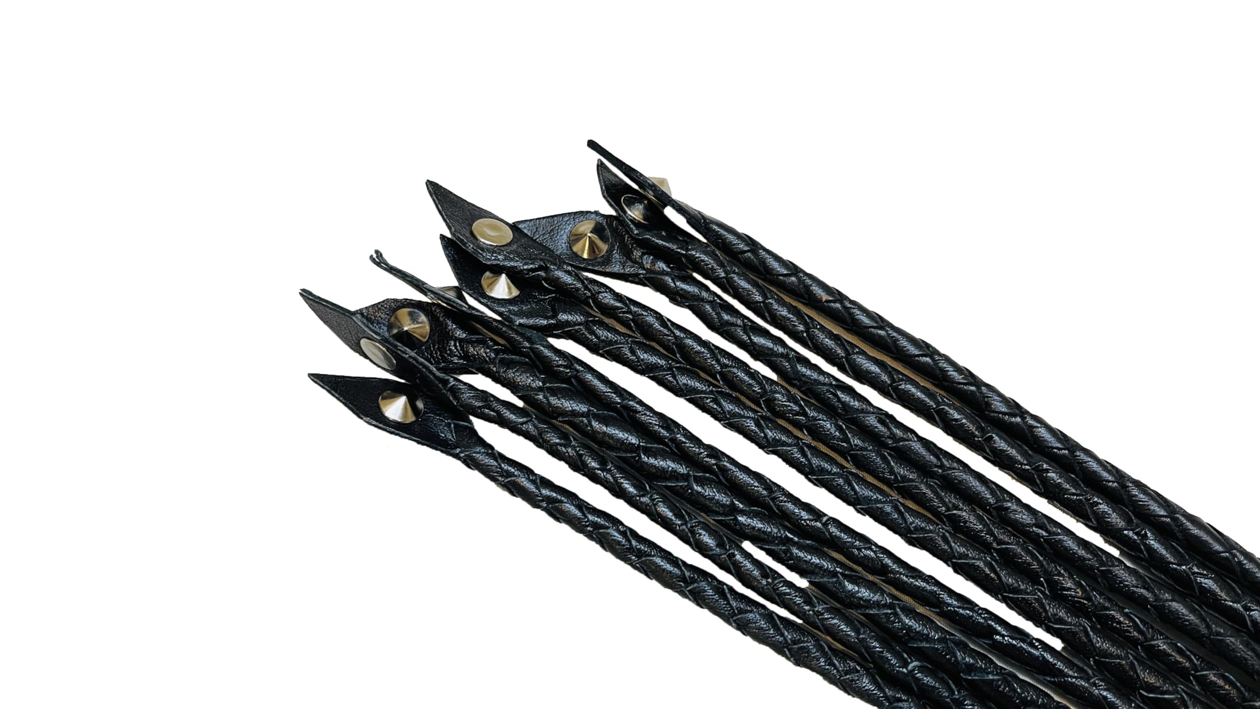 Generic Flogger Cat O Nine Braided 9 Tails Heavy Steel Studs Real Genuine Cow Hide Leather Floggers Valentine Day (Black)