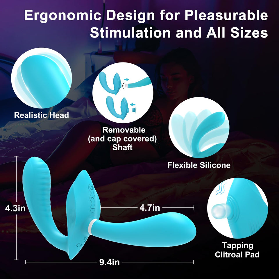 Double Dildo Lesbian Sex Toys, Strapless Strap-On Double Ended Sided Dildo with 10x10x10 Vibrations, Vibrating Strapon G Spot We