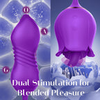 MOOLIGIRL Sex Toy Dildo Vibrator for Women - 3 in1 Rose Sex Toys Clitoral Tongue Licking Thrusting G Spot Vibrators with 9 Modes