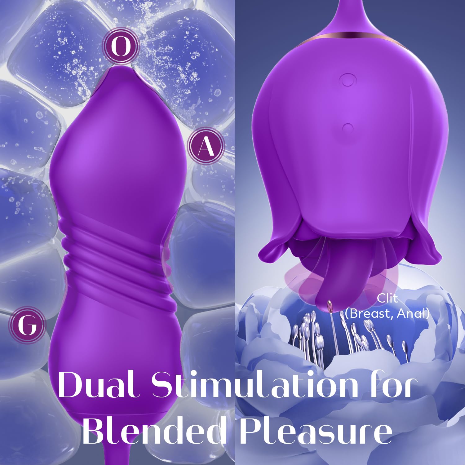 MOOLIGIRL Sex Toy Dildo Vibrator for Women - 3 in1 Rose Sex Toys Clitoral Tongue Licking Thrusting G Spot Vibrators with 9 Modes
