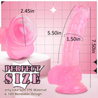 7 Inch Soft Pink Dildo, Realistic Silicone Medium Anal Dildos Stimulation Vaginal G-Spot and Anal, Safe Material Lifelike Men Pe