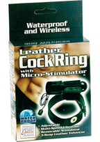 California Exotics Leather Cock Ring With Micro Stimulator