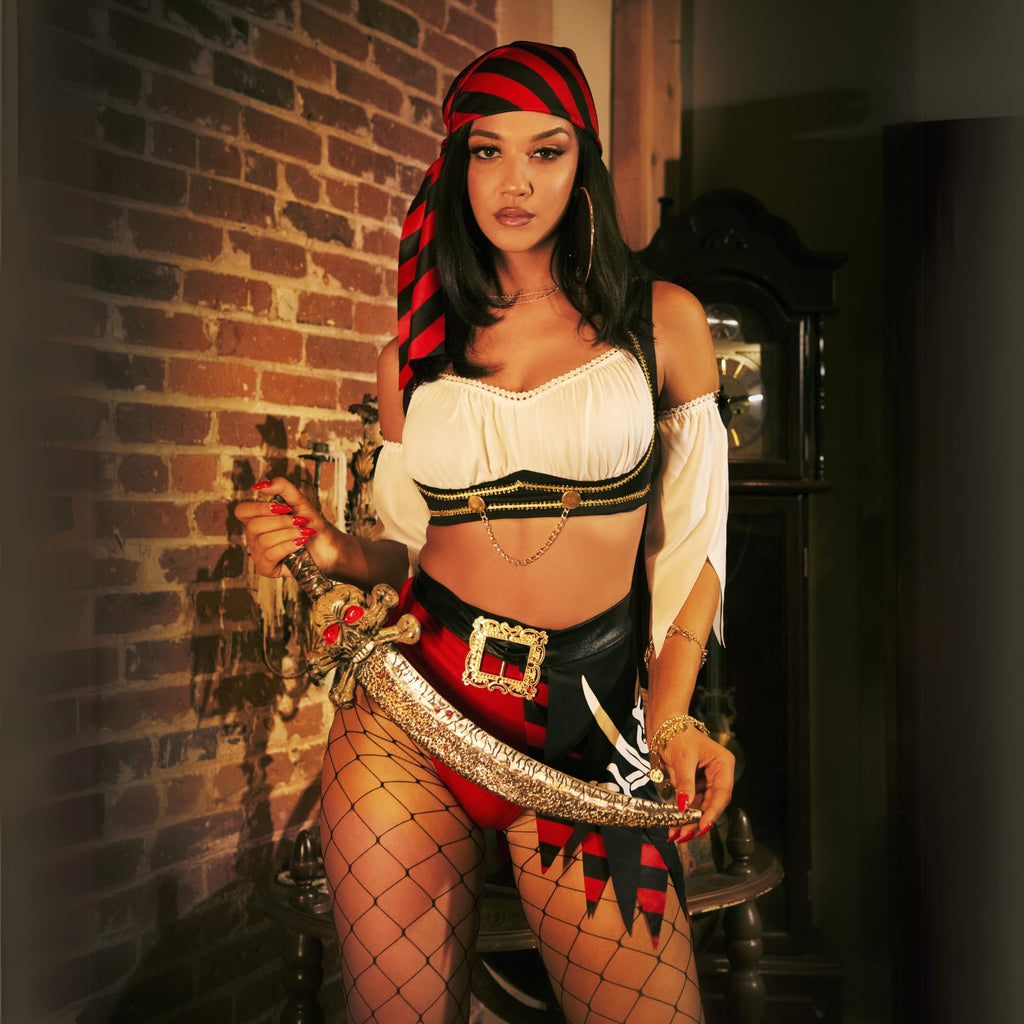 4 Pc Wicked Pirate Wench, Incl - Xs / Multicolor