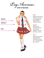 4Pc.Private School Sweetie Shirt Pleated Skirt Neck Piece Faux Frame Medium White/Red