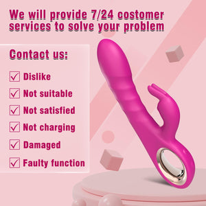 SeYouYou Thrusting Vibrator Dildo Women Sex Toys - 3 in 1 Rabbit Vibrators with 5 Thrusting, 10 Dildo & Rabbit Vibrations, Femal