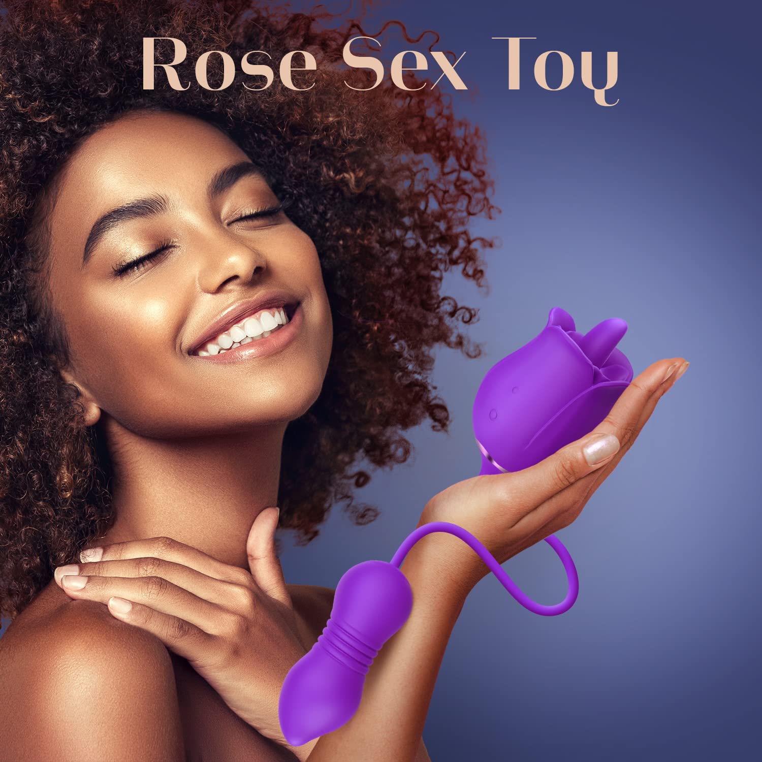 MOOLIGIRL Sex Toy Dildo Vibrator for Women - 3 in1 Rose Sex Toys Clitoral Tongue Licking Thrusting G Spot Vibrators with 9 Modes