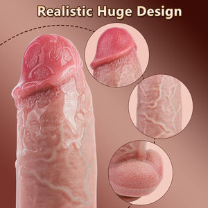 Thrusting Huge Thick Dildo Vibrator 2.5 ' ' Diameter,Realistic Silicone Penis Adult Sex Toys for Women with Suction Cup,Remote C