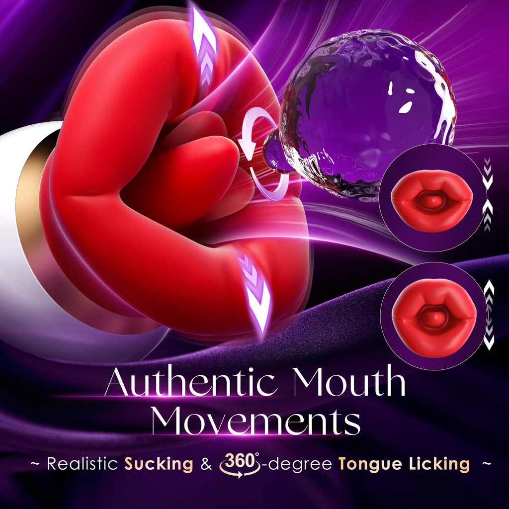 Jimiyef Vibrator Adult Sex Toys for Women - 3IN1 Mouth-Shaped Sucking Vibrator, 10 Tongue Licking 3 Sucking Nipples Anal Clit Su