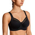 SYROKAN High Impact Sports Bras for Women High Support Unlined Underwire Racerback No Uniboob Workout Bra Black - Unlined 36DD