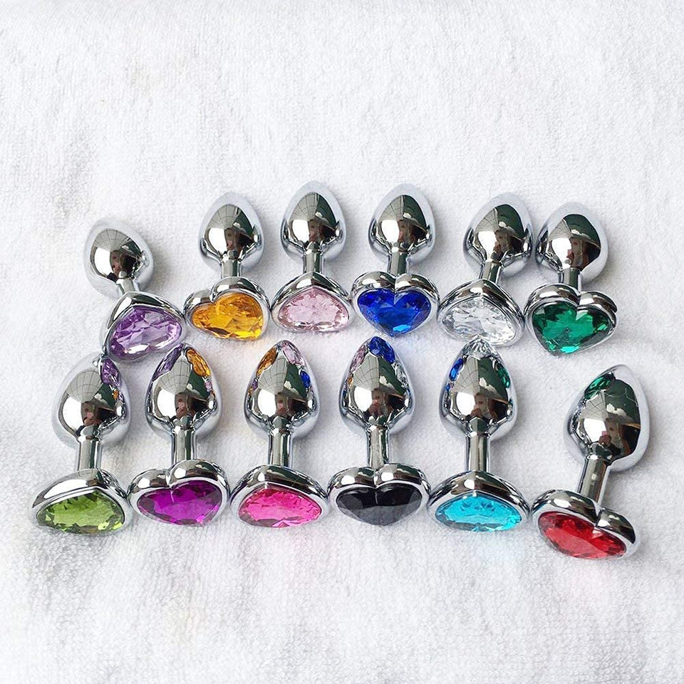 3Pcs Set Luxury Metal Butt Toys Heart Shaped Anal Trainer Jewel Butt Plug Kit S&M Adult Gay Anal Plugs Woman Men Sex Gifts Thing