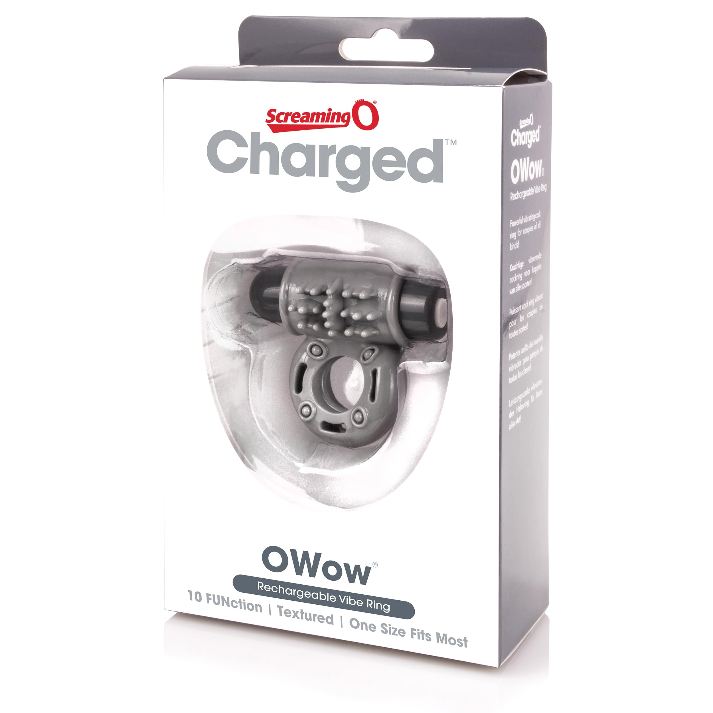 Charged OWow Vooom Mini Vibe - Grey Vibrating Cock Ring for Men - Reusable Penis Ring Vibrator, Couples Sex Toy, Enhances Pleasu
