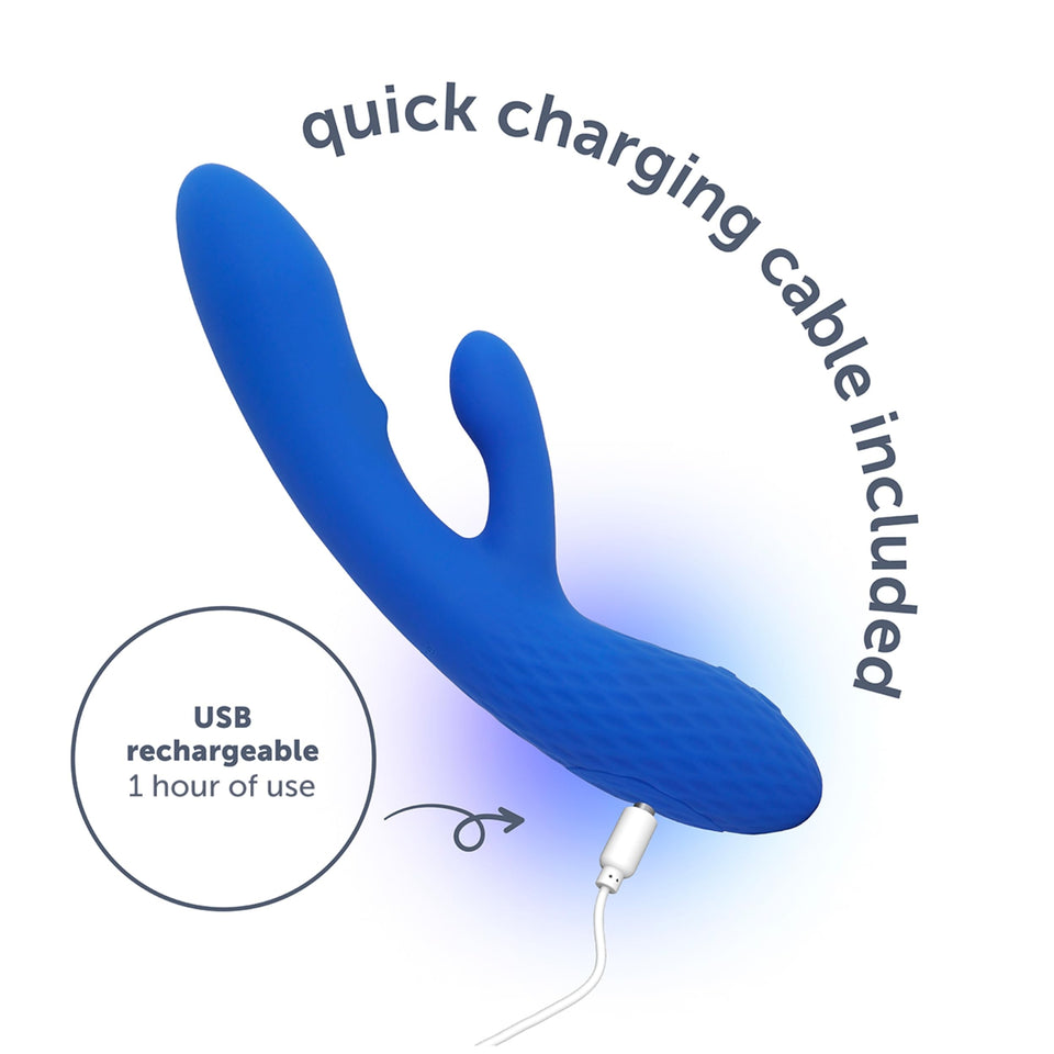 plusOne Luxe Dual Rabbit Vibrator, Internal & External Stimulation, 10 Vibration Settings, Made of Body-Safe Silicone, Waterproo