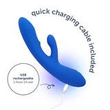 plusOne Luxe Dual Rabbit Vibrator, Internal & External Stimulation, 10 Vibration Settings, Made of Body-Safe Silicone, Waterproo