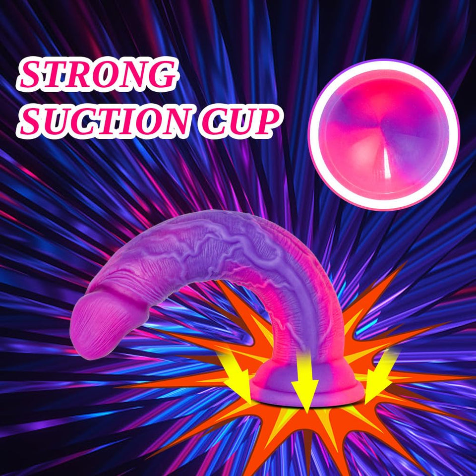 5 Inch Ultra Small Realistic Fantasy Dildo with Suction Cup, 4Mini Cute Purple Pink Silicone Dildo for Women Lesbians, Short Sli