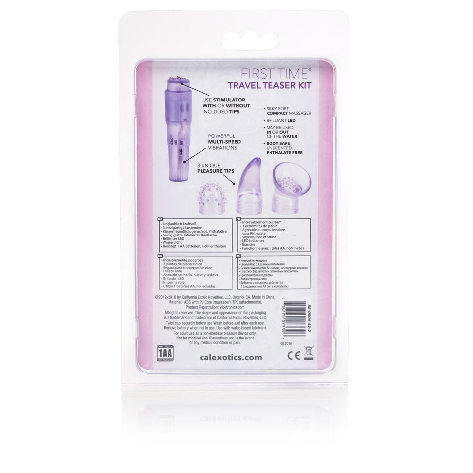 Calexotics First Time Travel Teaser Kit - Waterproof Bullet Vibrator - Adult Toys For Couples - Wireless Pocket Massager With Pleasure Tips - Purple