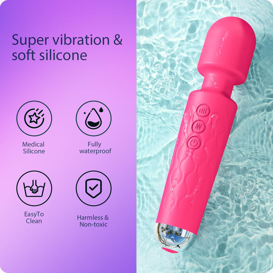 Vibrator Wand,Adult Sex Toy Wand, G Spot Dildo, Clit Vibrator, Sex Vibrators,Clitoris Stimulation,with 8 Speeds & 20 Patterns, Q