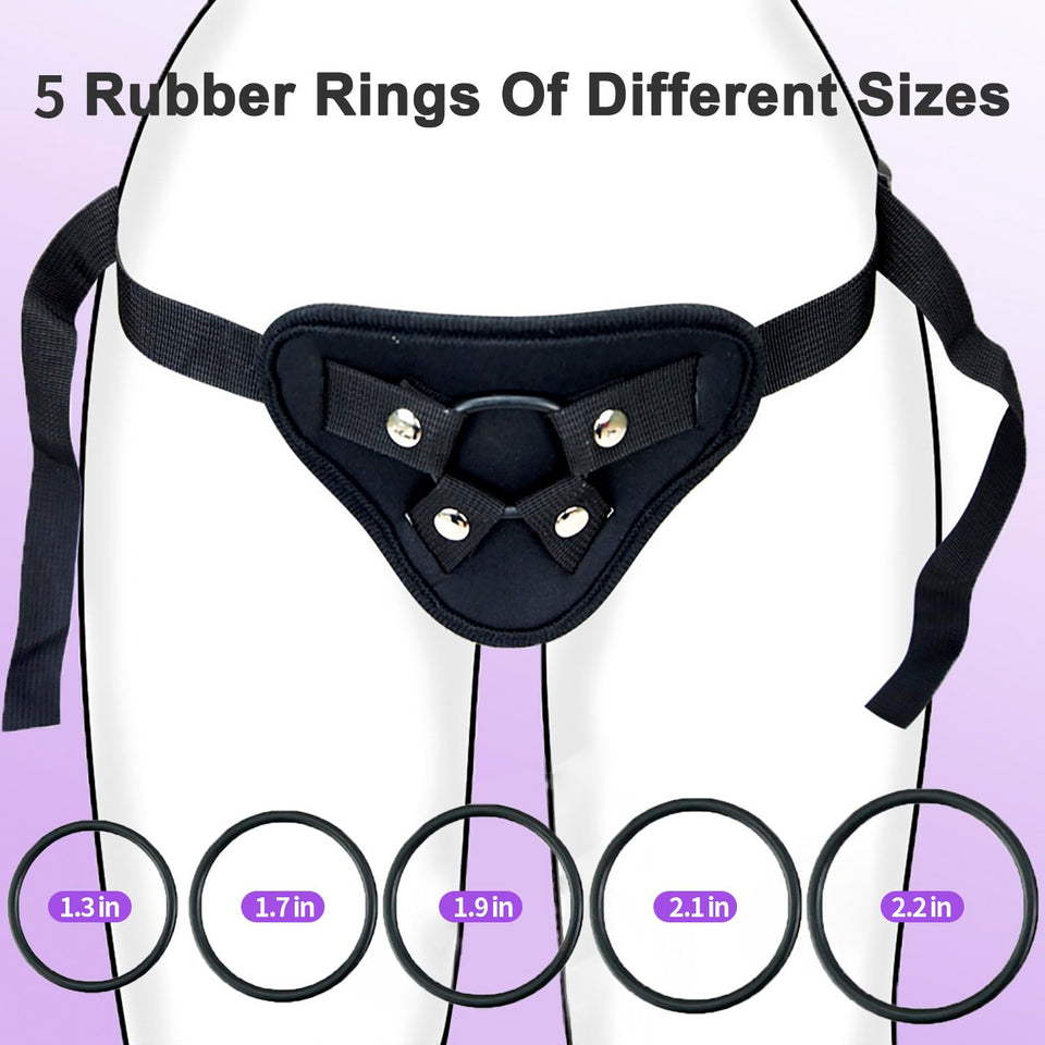 ASNOKNAE Adjustable Strap On Harness, Wearable Strapless Pegging Harness for Couples, Adult Sex Toy with Added Wide Back Strap f