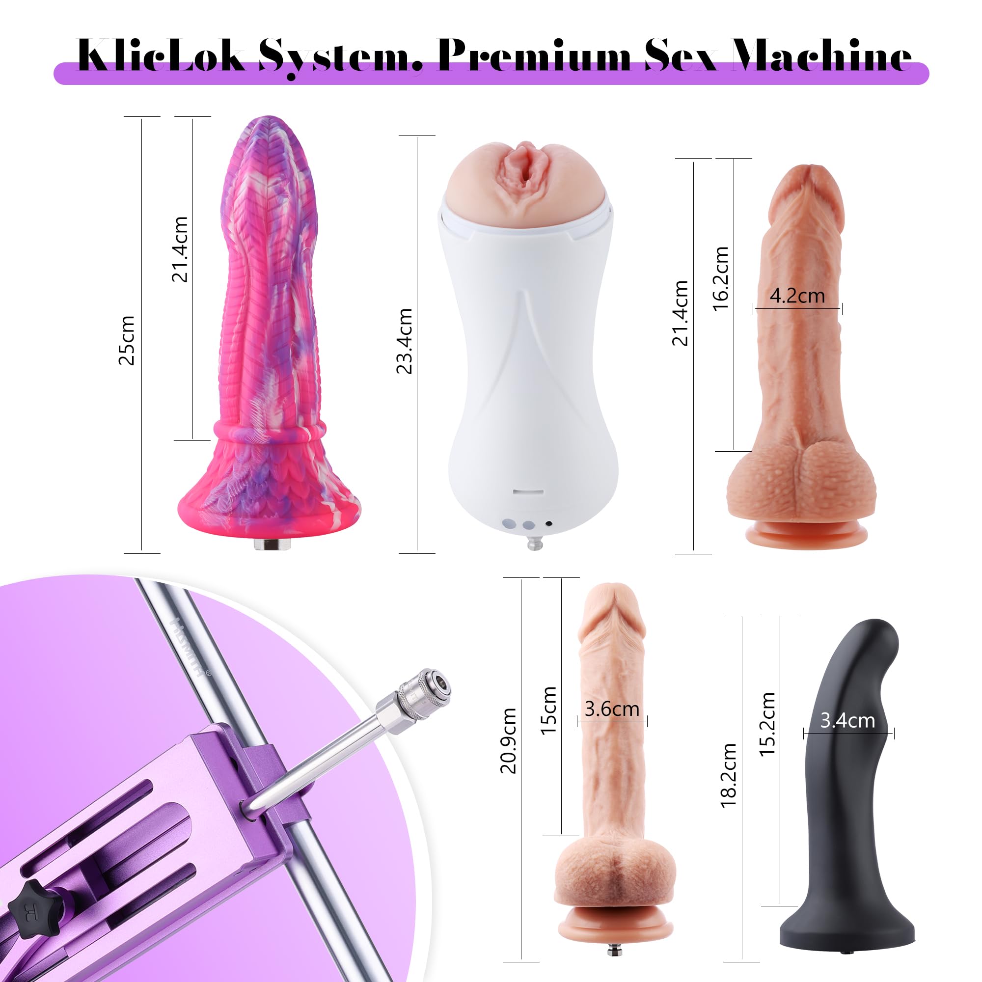 Hismith 100W Premium Sex Machine, APP Controlled Sex Machine with KlicLok System, Love Machine Gift Packaging for Couple ,,,1 Co