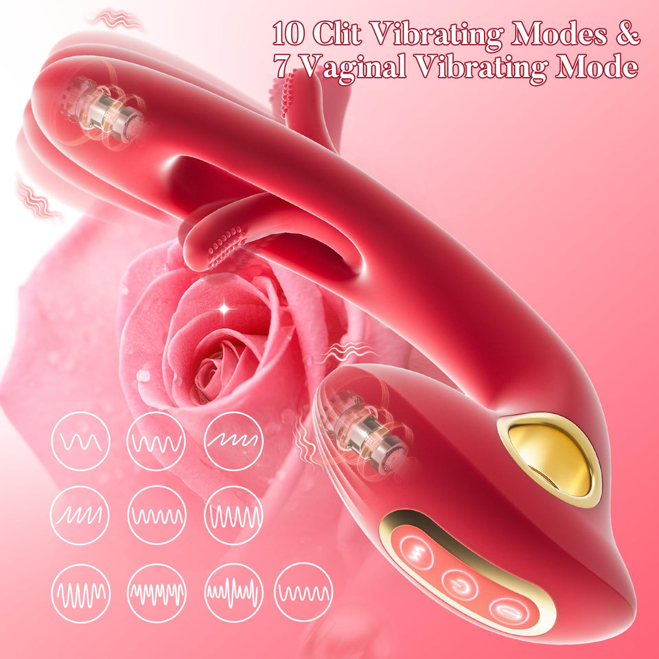 G Spot Vibrator Sex Toys - Rabbit Vibrators Adult Sex Toy for Women, Clitoral Stimulator Dildo with 10 Vibration & 7 Flapping Mo