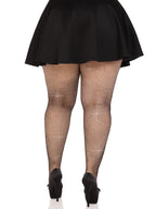 Fishnet crystalized tights with multi sized iridescent rhinestones.